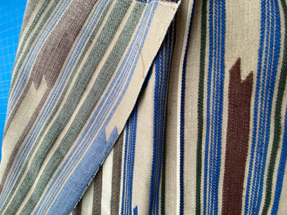 21 Berkbox102 Square Jacquard by Scalamandre Cheyenne Blu Grigio Blue Gray Beige Brown Stripe Geometric MSRP USD 300+/y