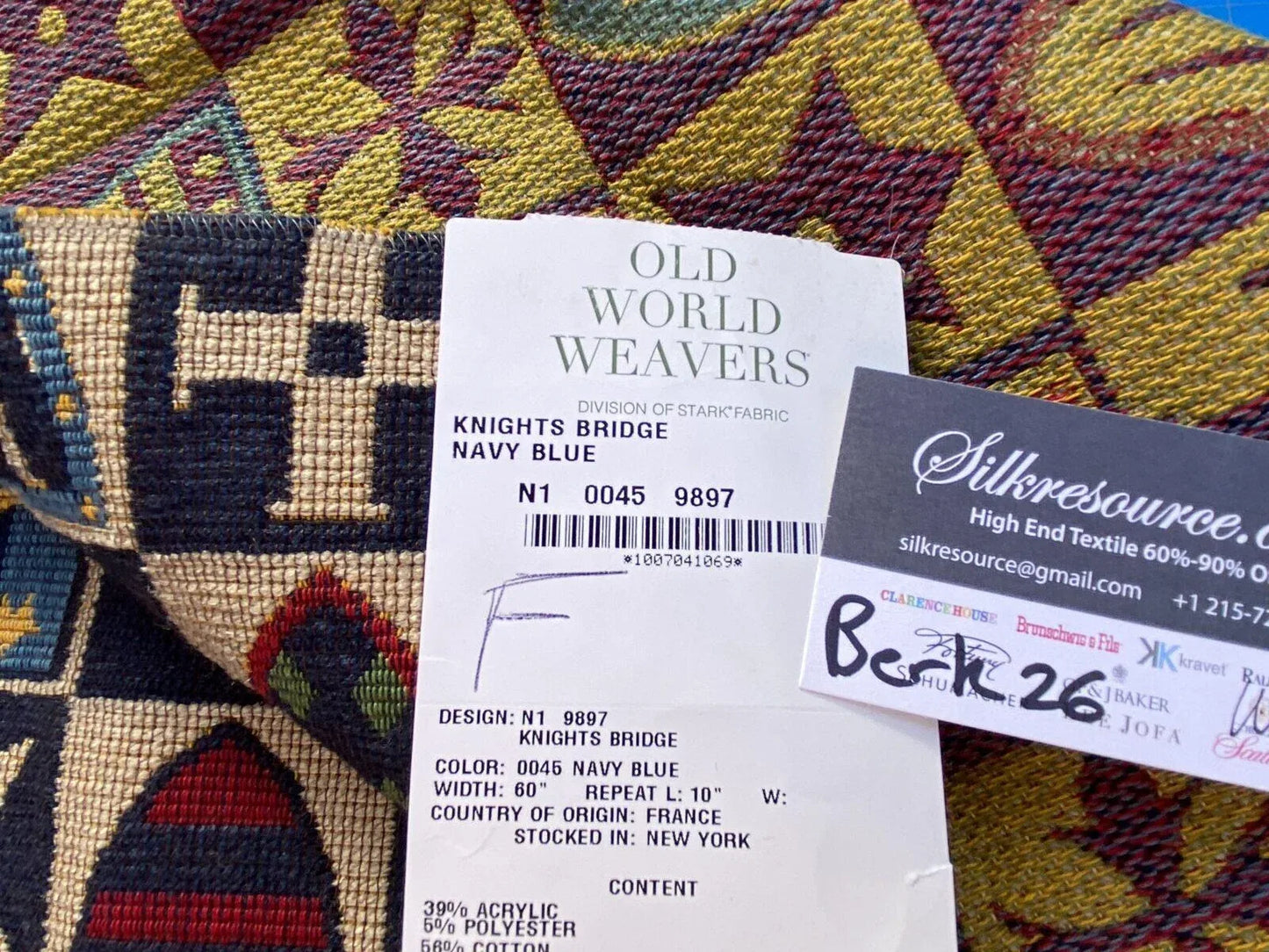 10f Berkbox26 Scalamandre Woven Knights Bridge Navy Blue