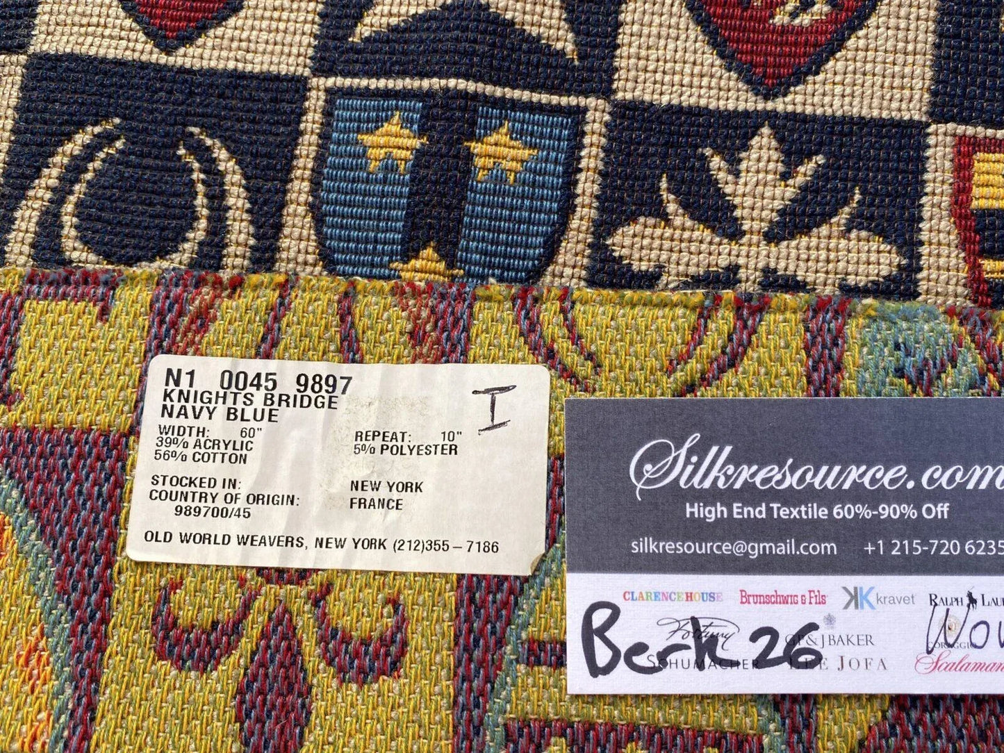 10i Berkbox26 Scalamandre Woven Knights Bridge Navy Blue