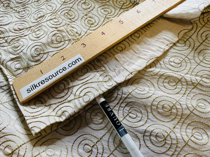Grey Watkins Scalamandre Constant Motion Pale Celery Green on Cream White Music Note Fiddle Head - 1.2 yards - MSRP USD 160/Y