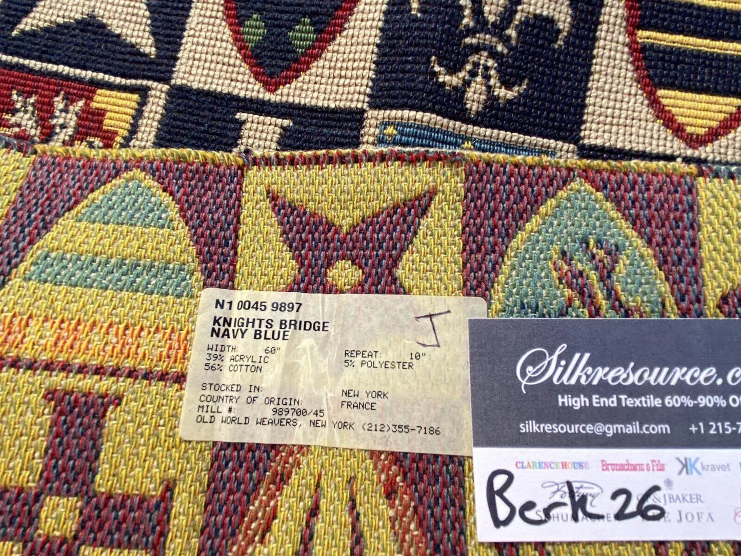 10j Berkbox26 Scalamandre Woven Knights Bridge Navy Blue