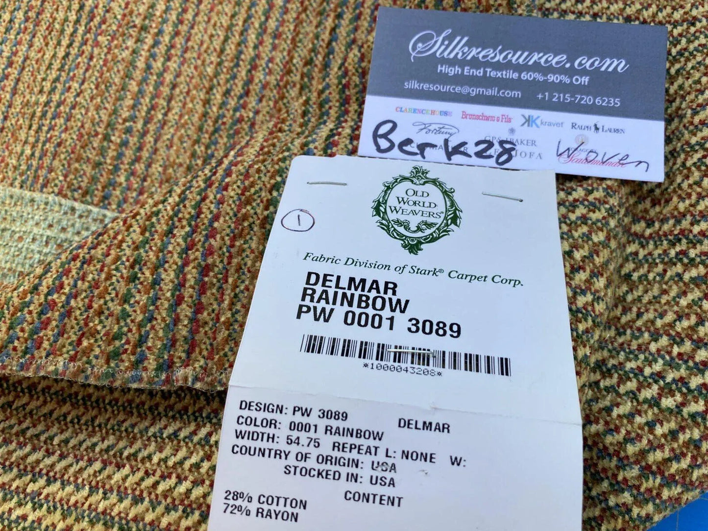 12 Berkbox28 Scalamandre Woven Delmar Rainbow 26”w, 33”l