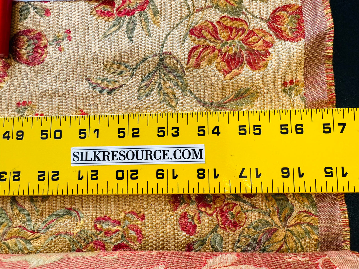 Scalamandre Charroux Gold Peony Field Red Floral Lampas Red France MSRP USD 284/Y