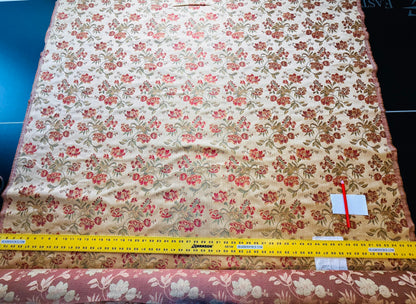 Scalamandre Charroux Gold Peony Field Red Floral Lampas Red France MSRP USD 284/Y