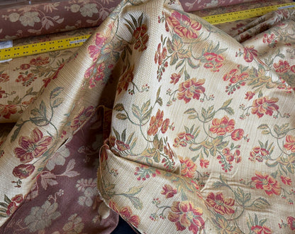 Scalamandre Charroux Gold Peony Field Red Floral Lampas Red France MSRP USD 284/Y