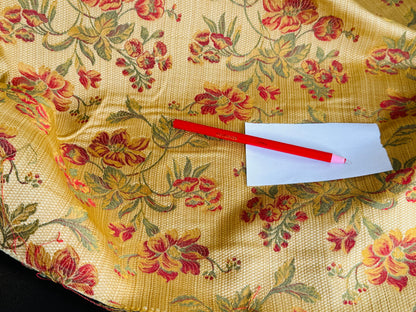 Scalamandre Charroux Gold Peony Field Red Floral Lampas Red France MSRP USD 284/Y