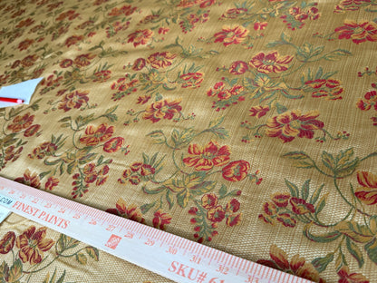 Scalamandre Charroux Gold Peony Field Red Floral Lampas Red France MSRP USD 284/Y