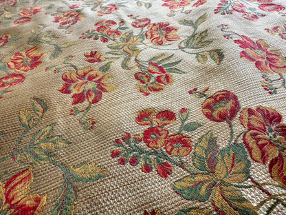 Scalamandre Charroux Gold Peony Field Red Floral Lampas Red France MSRP USD 284/Y