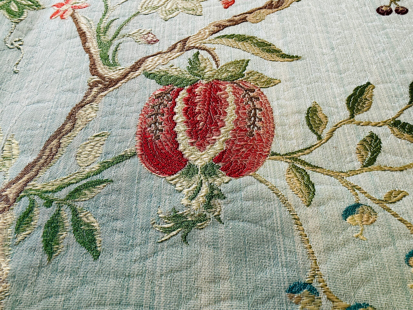 25 Berkbox52 2.4yds Scalamandre Colony La Perouse Multi on Ivory Pomegranate eggplant pineapple Fruits Floral Tree Foliage MSRP USD 578/Y