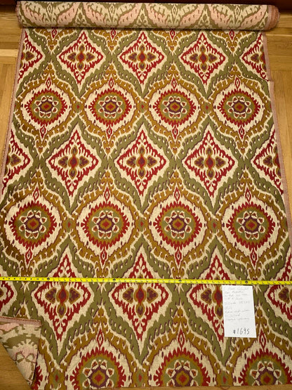 S. Harris Colorful Tapestry Ikat Medallion Spice Hot Red Saffron Green Gold Purple Faux Silk MSPR USD150