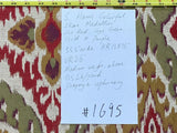 S. Harris Colorful Tapestry Ikat Medallion Spice Hot Red Saffron Green Gold Purple Faux Silk MSPR USD150