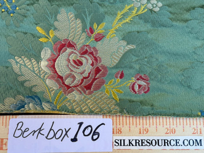 1 Berkbox101 24"x25" Scalamandre Tassinari &amp; Chatel St. Cloud Vert Green Floral Historic Silk MSRP USD3076/y