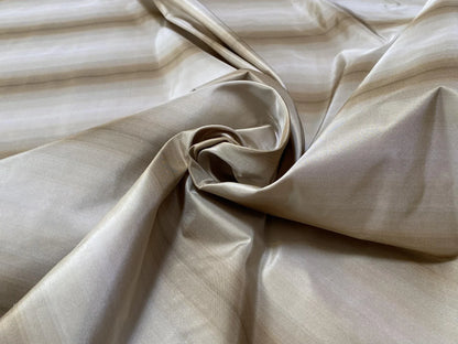 Prestigious Travers 100% Silk Taffeta Strie Shadow Stripe Beige Coffee Muted Grey Sage Green Brilliant MSRP USD290/Y