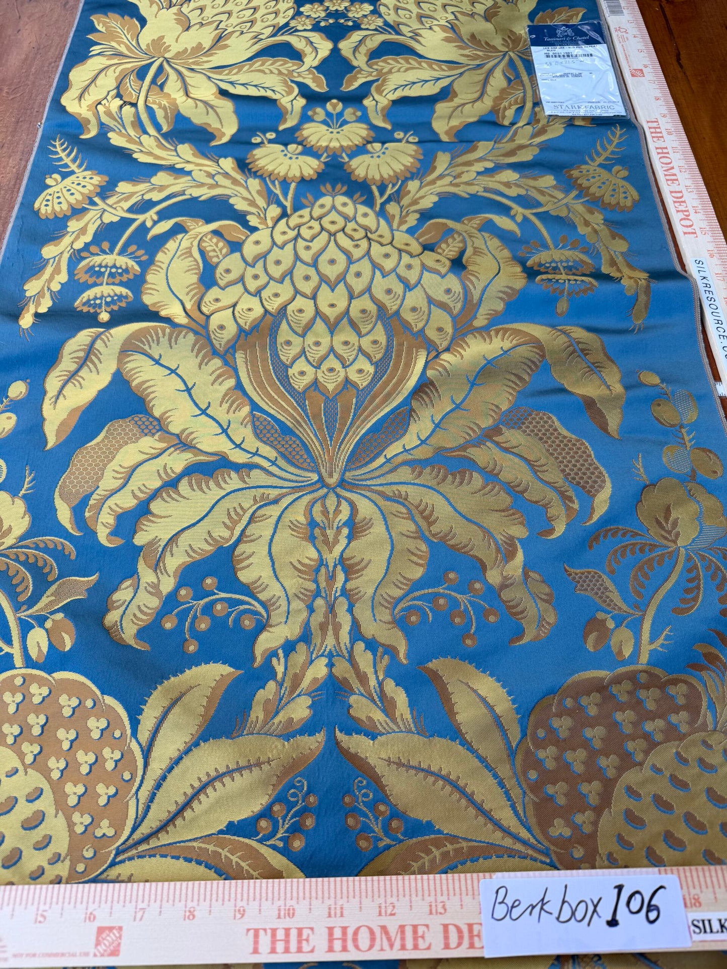 Special Order Scalamandre Tassinari &amp; Chatel Les Ananas 51" in Bleu Historical Silk Lampas Pineapple Neoclassical MSRP USD5616/repeat