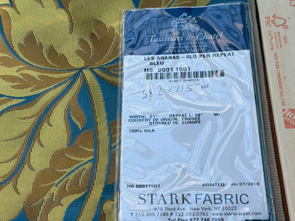 Special Order Scalamandre Tassinari &amp; Chatel Les Ananas 51" in Bleu Historical Silk Lampas Pineapple Neoclassical MSRP USD5616/repeat