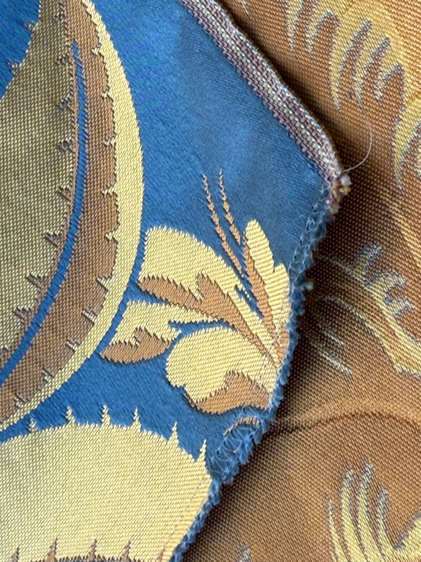 2 Berkbox106 58" x 21.5" Scalamandre Tassinari &amp; Chatel Les Ananas in Bleu Historical Silk Lampas Pineapple Neoclassical