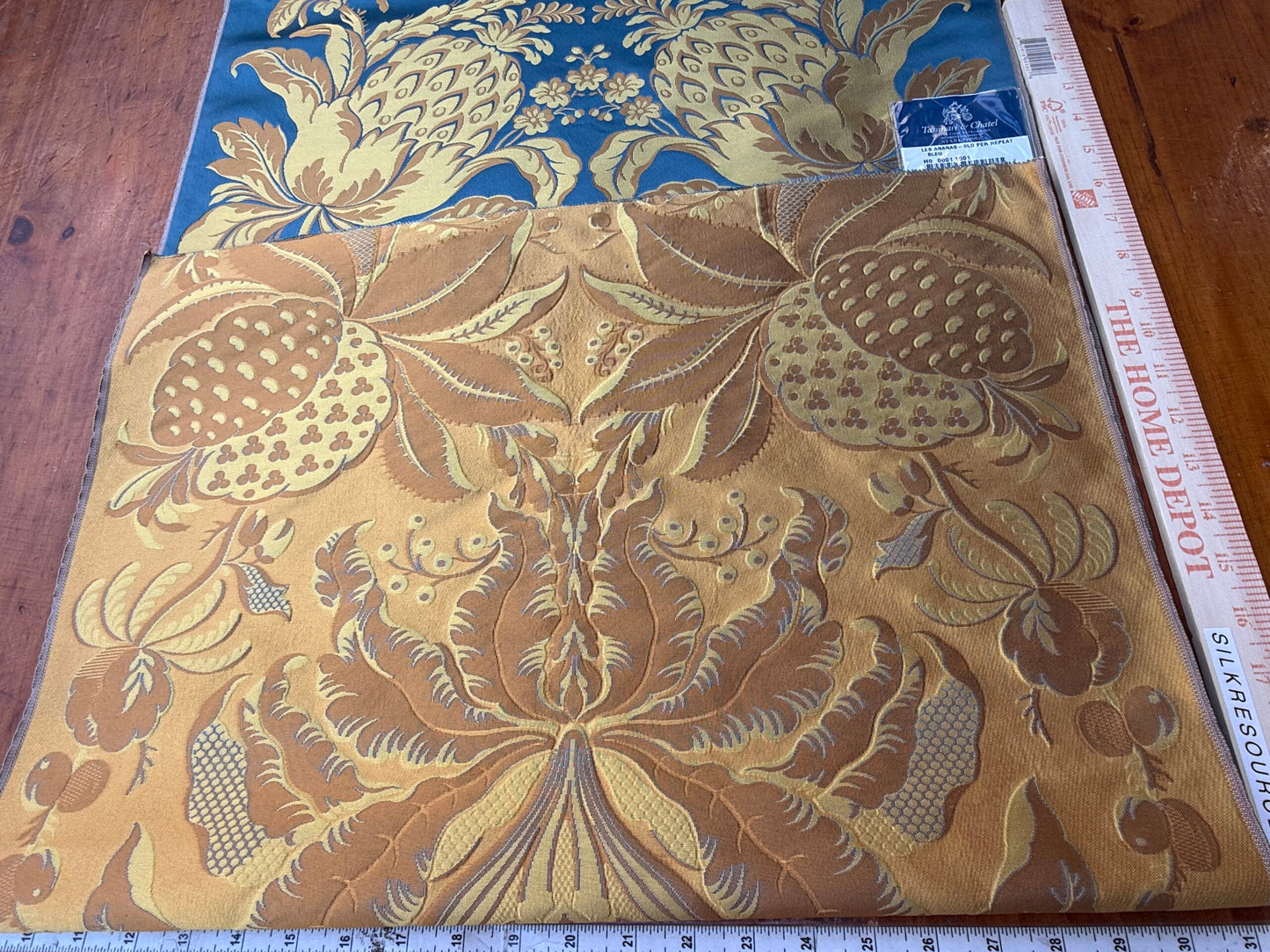 Special Order Scalamandre Tassinari &amp; Chatel Les Ananas 51" in Bleu Historical Silk Lampas Pineapple Neoclassical MSRP USD5616/repeat