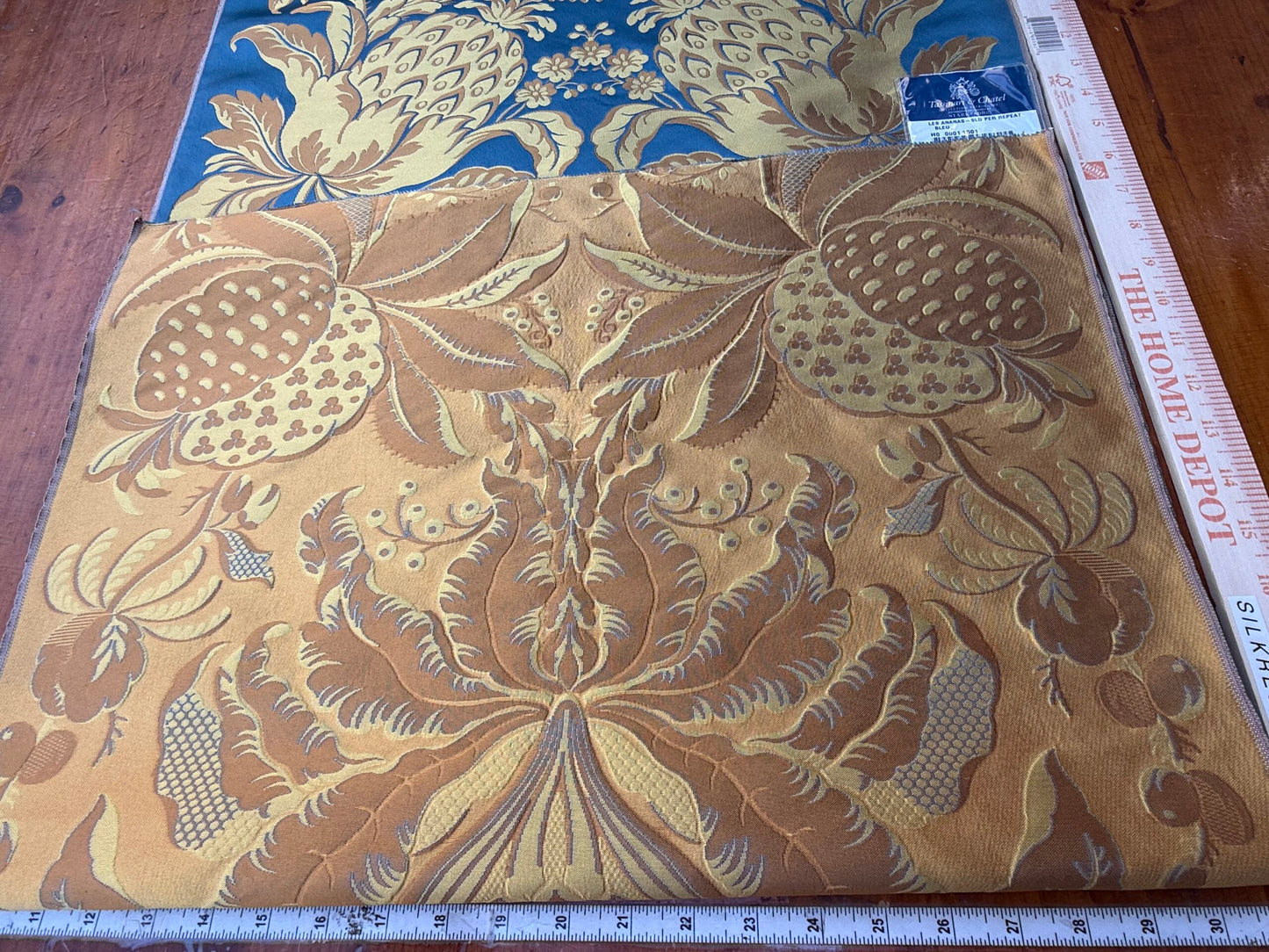 Special Order Scalamandre Tassinari &amp; Chatel Les Ananas 51" in Bleu Historical Silk Lampas Pineapple Neoclassical MSRP USD5616/repeat