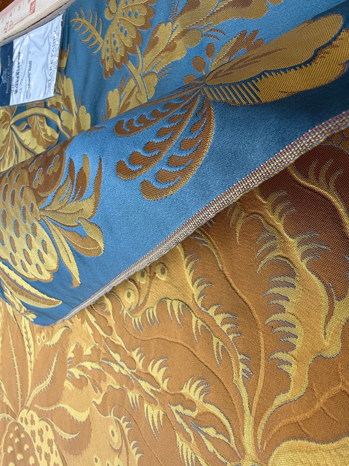 Special Order Scalamandre Tassinari &amp; Chatel Les Ananas 51" in Bleu Historical Silk Lampas Pineapple Neoclassical MSRP USD5616/repeat