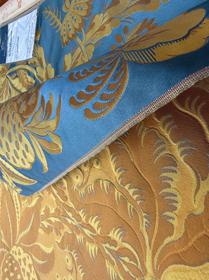 Special Order Scalamandre Tassinari &amp; Chatel Les Ananas 51" in Bleu Historical Silk Lampas Pineapple Neoclassical MSRP USD5616/repeat