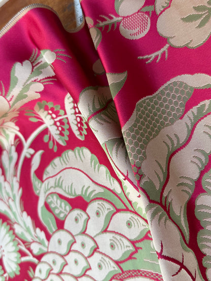 3 Berkbox106 58" x 21.5" Scalamandre Tassinari &amp; Chatel Les Ananas in Cramoisi Red Historical Silk Lampas Pineapple Neoclassical