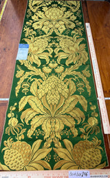 4 Berkbox106 58" x 21.5" Scalamandre Tassinari & Chatel Les Ananas in Vert Green Historical Silk Lampas Pineapple Neoclassical