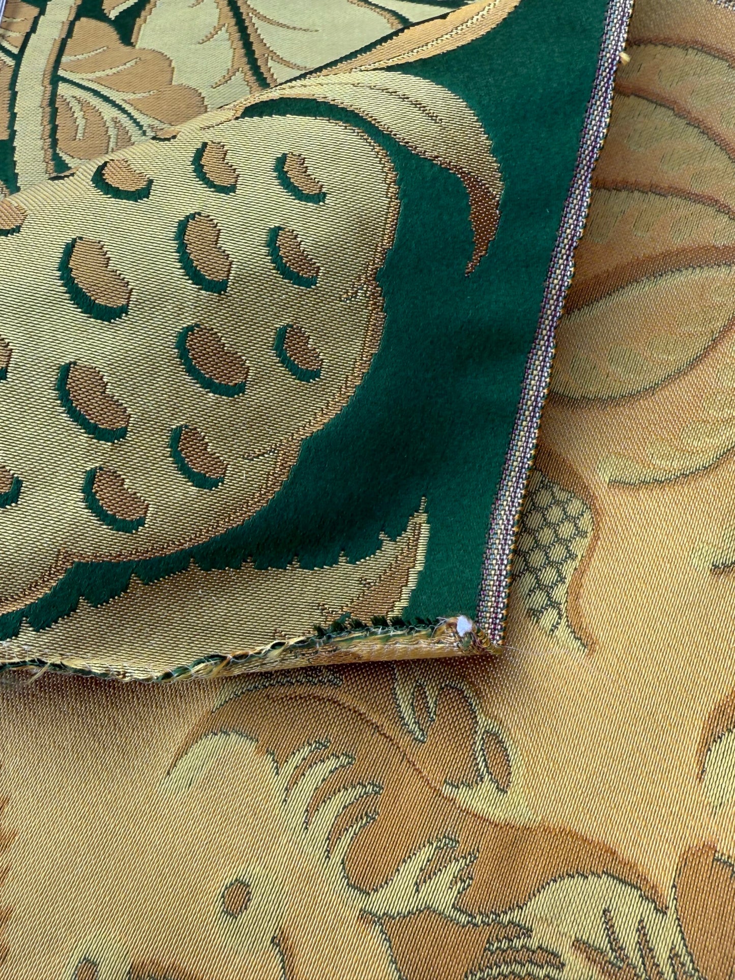 4 Berkbox106 58" x 21.5" Scalamandre Tassinari &amp; Chatel Les Ananas in Vert Green Historical Silk Lampas Pineapple Neoclassical