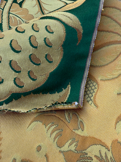 4 Berkbox106 58" x 21.5" Scalamandre Tassinari &amp; Chatel Les Ananas in Vert Green Historical Silk Lampas Pineapple Neoclassical