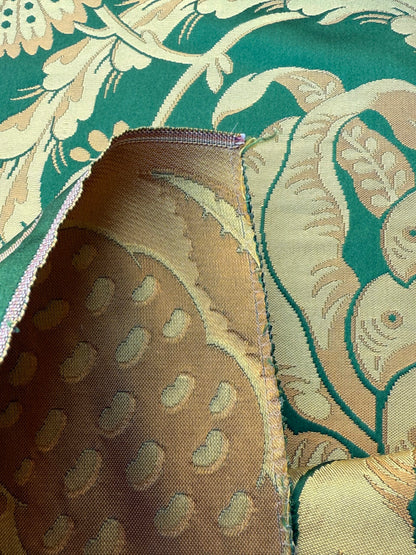 4 Berkbox106 58" x 21.5" Scalamandre Tassinari &amp; Chatel Les Ananas in Vert Green Historical Silk Lampas Pineapple Neoclassical