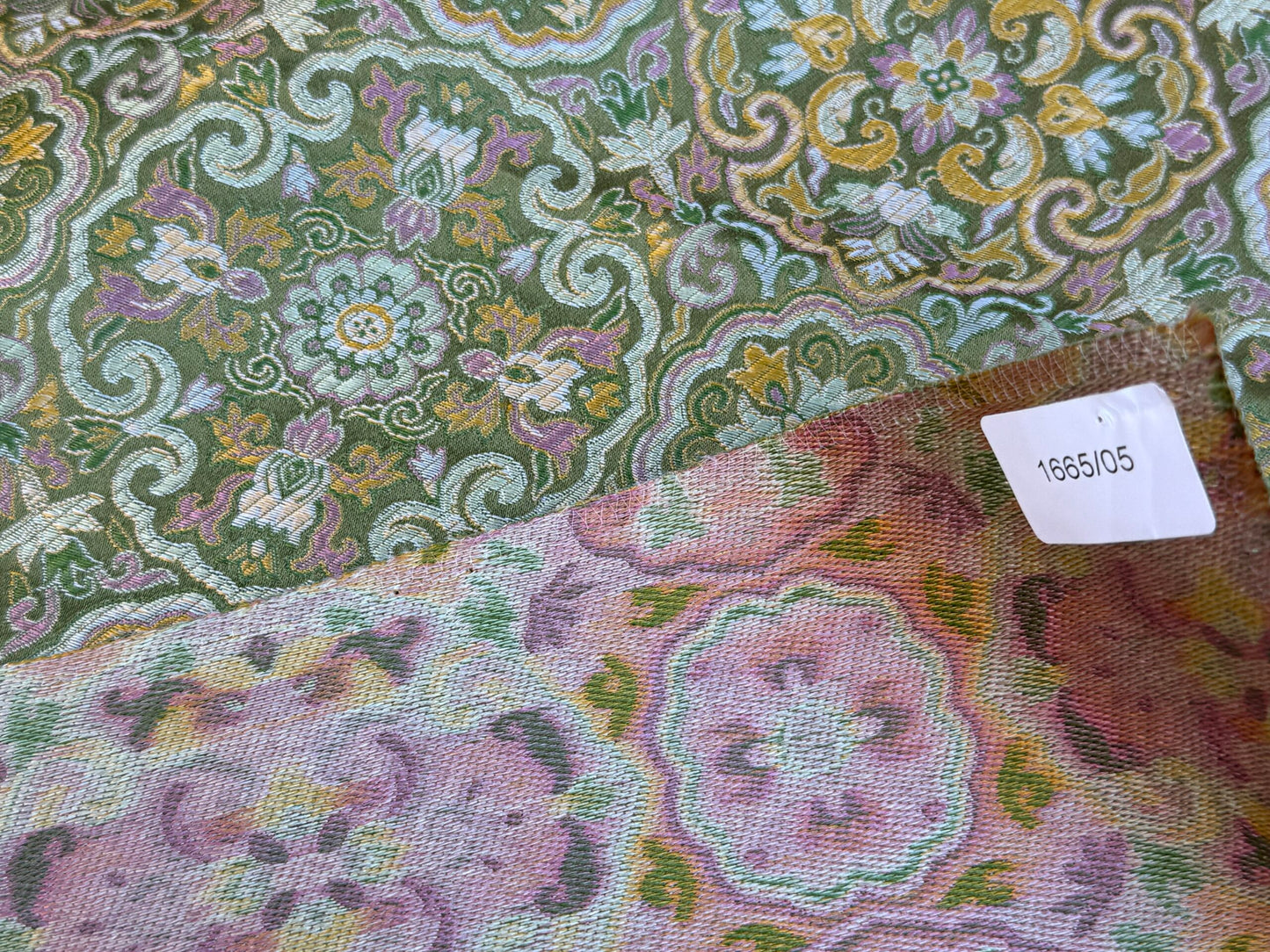 5 Berkbox106 25" x 24" Square Scalamandre Tassinari &amp; Chatel Guimet Vert Green Silk Lampas Floral Medallion Historic MSRP USD2196