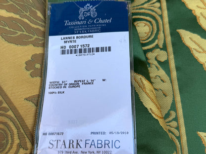 7 Berkbox106 24" x 25" Square Scalamandre Tassinari &amp; Chatel Lannes Bordure Myrte Green Gold Silk Floral Neoclassical Stripe MSRP USD2580/y