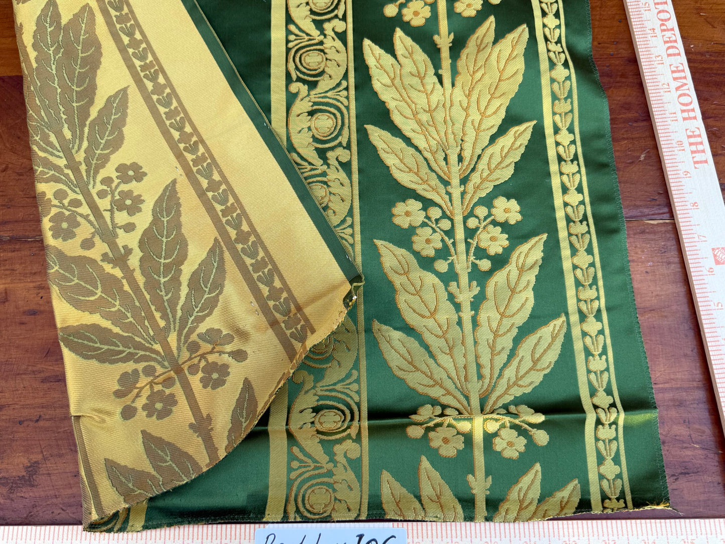 7 Berkbox106 24" x 25" Square Scalamandre Tassinari &amp; Chatel Lannes Bordure Myrte Green Gold Silk Floral Neoclassical Stripe MSRP USD2580/y