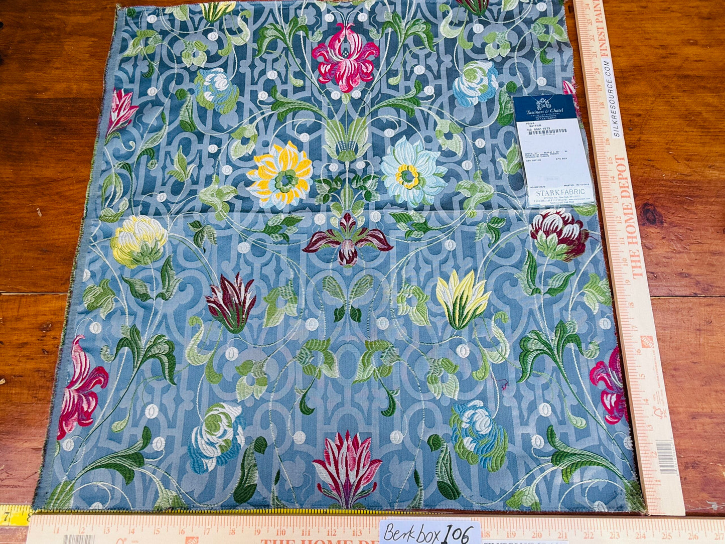 8 Berkbox106 24" x 24" Square Scalamandre Tassinari &amp; Chatel Paiva Nattier Blue Jacquard Floral Historic MSRP USD 1000+/y