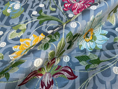 8 Berkbox106 24" x 24" Square Scalamandre Tassinari &amp; Chatel Paiva Nattier Blue Jacquard Floral Historic MSRP USD 1000+/y