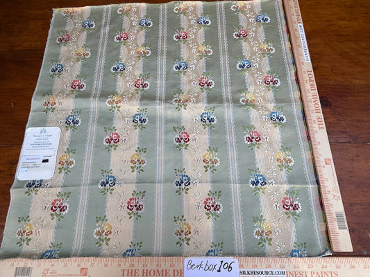 10 Berkbox106 24" x 25" Square Scalamandre Tassinari &amp; Chatel Rhea Green Floral Historic Stripe
