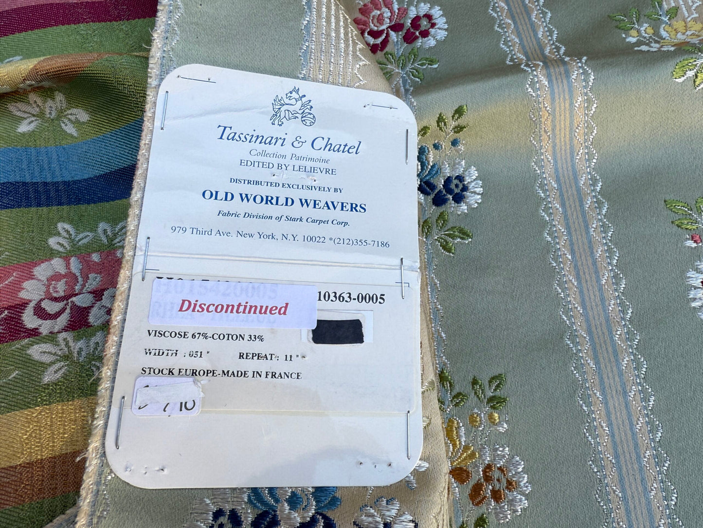 10 Berkbox106 24" x 25" Square Scalamandre Tassinari &amp; Chatel Rhea Green Floral Historic Stripe