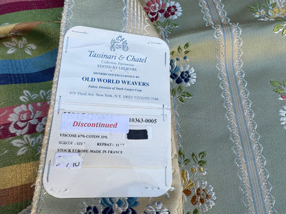 10 Berkbox106 24" x 25" Square Scalamandre Tassinari &amp; Chatel Rhea Green Floral Historic Stripe
