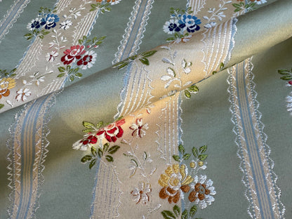 10 Berkbox106 24" x 25" Square Scalamandre Tassinari &amp; Chatel Rhea Green Floral Historic Stripe