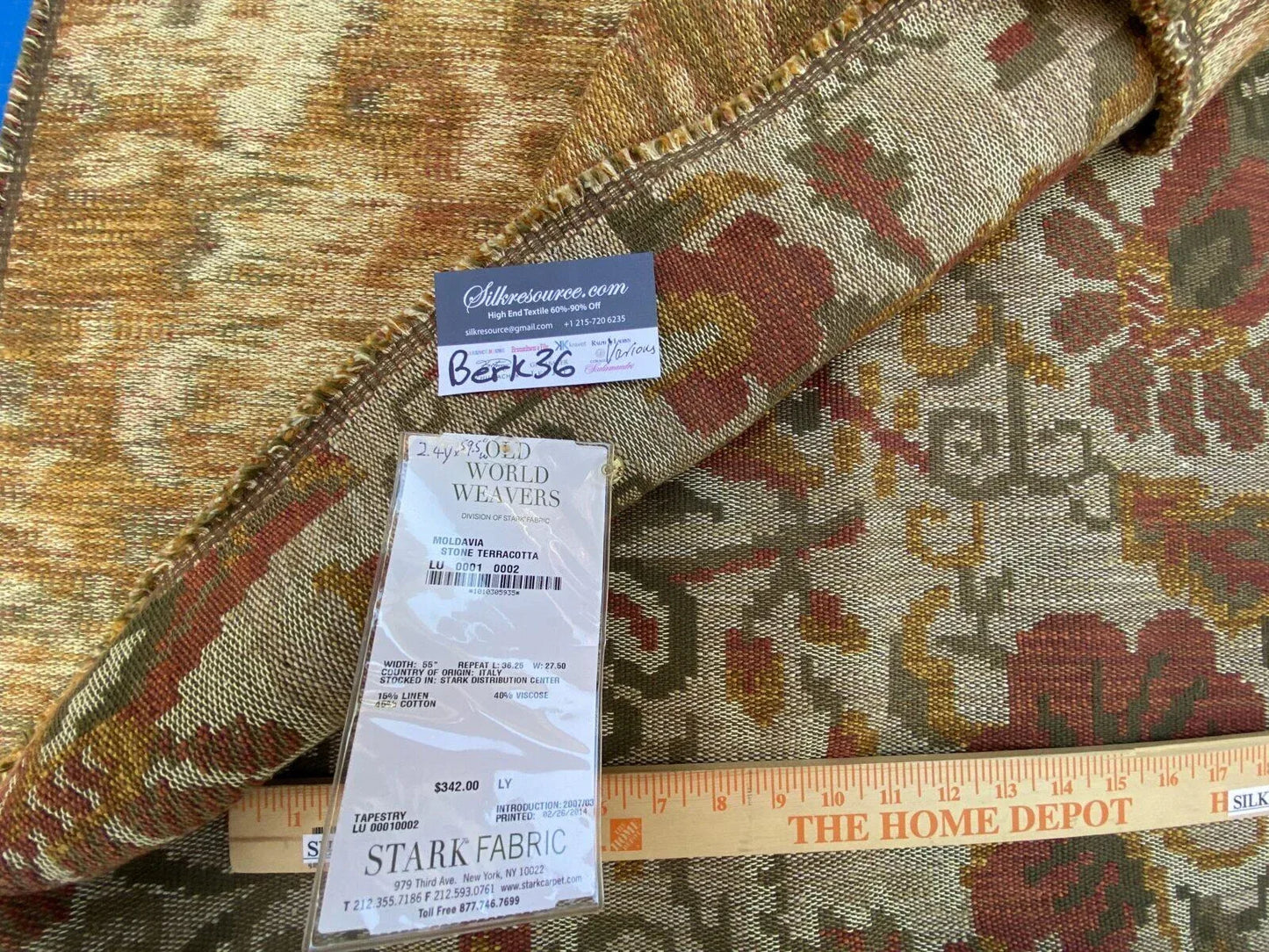 26 Berkbox36 Scalamandre Various 2.4Yds x59.5" Moldavia Stone Terracotta Heavy! Linen Cotton Tapestry MSRP USD 684/yard