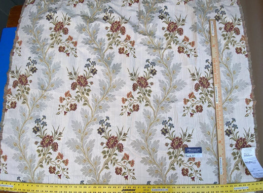 2 Berkbox37 Length Scalamandre Louisa Natural Multi Classy Lampas Flower Beige Red Green 1.2yd MSRP USD 252/Y