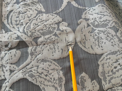 Stroheim &amp; Romann Luxurious 100% Silk Renaissance Medallion Fleur De Lis Damask Silver White Pewter MSRP USD300+/Y