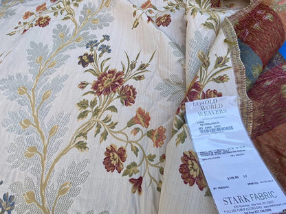 2 Berkbox37 Length Scalamandre Louisa Natural Multi Classy Lampas Flower Beige Red Green 1.2yd MSRP USD 252/Y