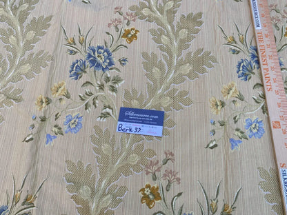 3 Berkbox37 Length Scalamandre Louisa Blue Gold Classy Lampas Flower 1.2yd MSRP USD 252/Y