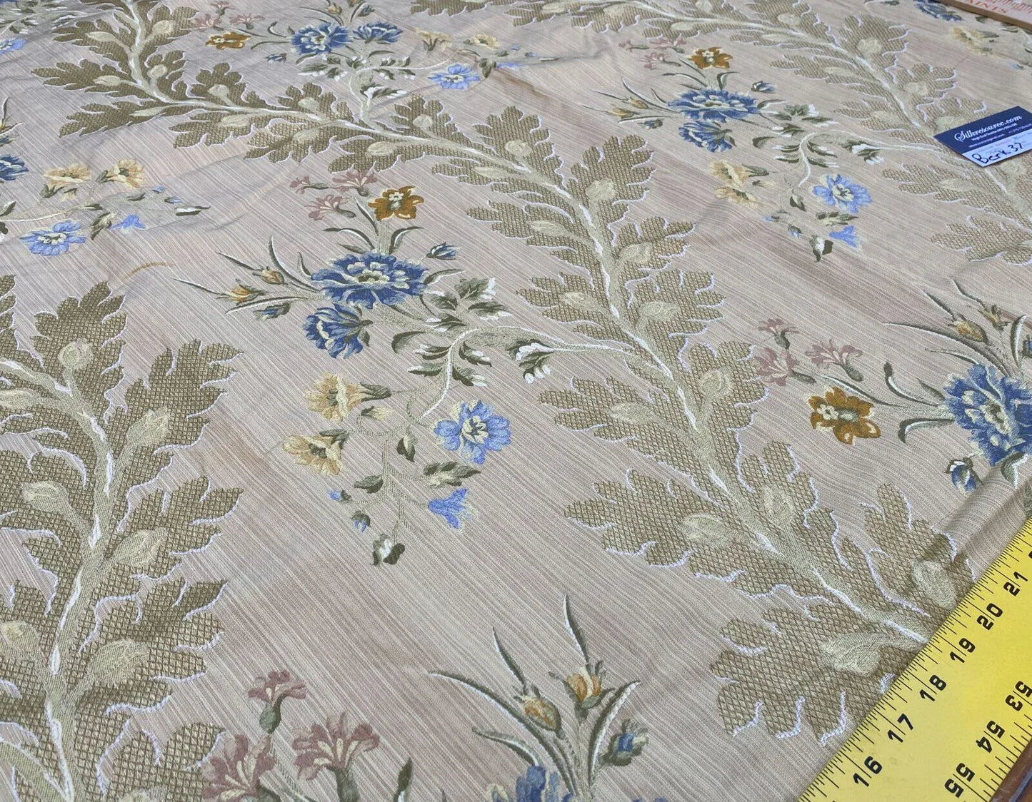 3 Berkbox37 Length Scalamandre Louisa Blue Gold Classy Lampas Flower 1.2yd MSRP USD 252/Y