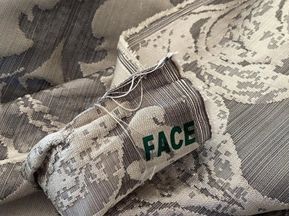 Stroheim &amp; Romann Luxurious 100% Silk Renaissance Medallion Fleur De Lis Damask Silver White Pewter MSRP USD300+/Y