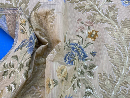 3 Berkbox37 Length Scalamandre Louisa Blue Gold Classy Lampas Flower 1.2yd MSRP USD 252/Y