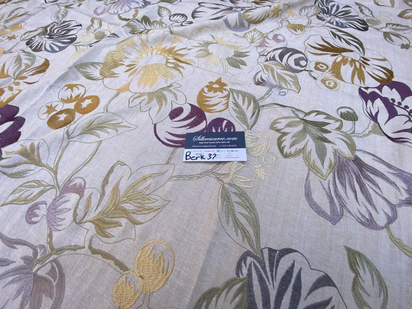 4 Berkbox37 Length Scalamandre Mostar Grey Purple Flower Power Embroidery 1.25y MSRP USD 294/Y