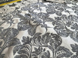 Stroheim & Romann Luxurious 100% Silk Renaissance Medallion Fleur De Lis Damask Silver White Pewter MSRP USD300+/Y