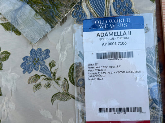 16 Berkbox106 Square Scalamandre Adamella II Custom Ecru/blue Classic Garland Lampas Blue Cream White Gold Metal! MSRP USD 600+/Y