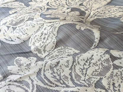 Stroheim & Romann Luxurious 100% Silk Renaissance Medallion Fleur De Lis Damask Silver White Pewter MSRP USD300+/Y